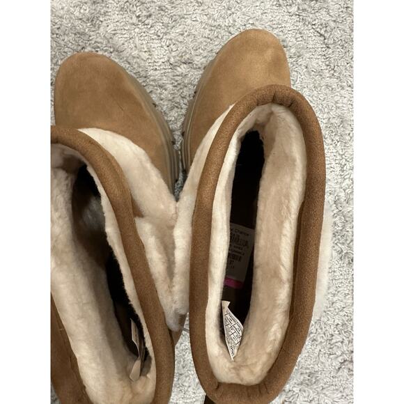 UGG Brooklyn Sunburst Platform Boots Women's Chestnut Suede US 12 - Picture 2 of 10